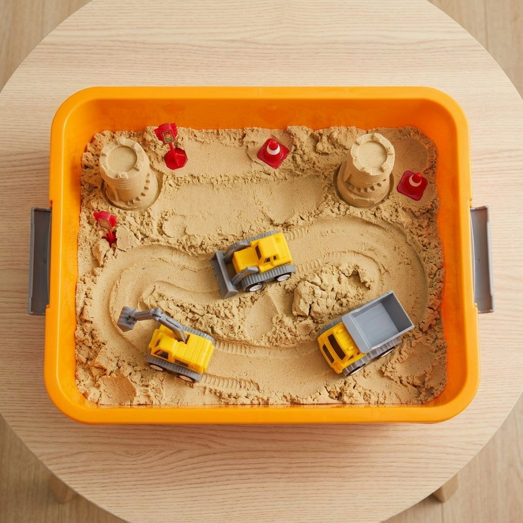 construction sensory bin
