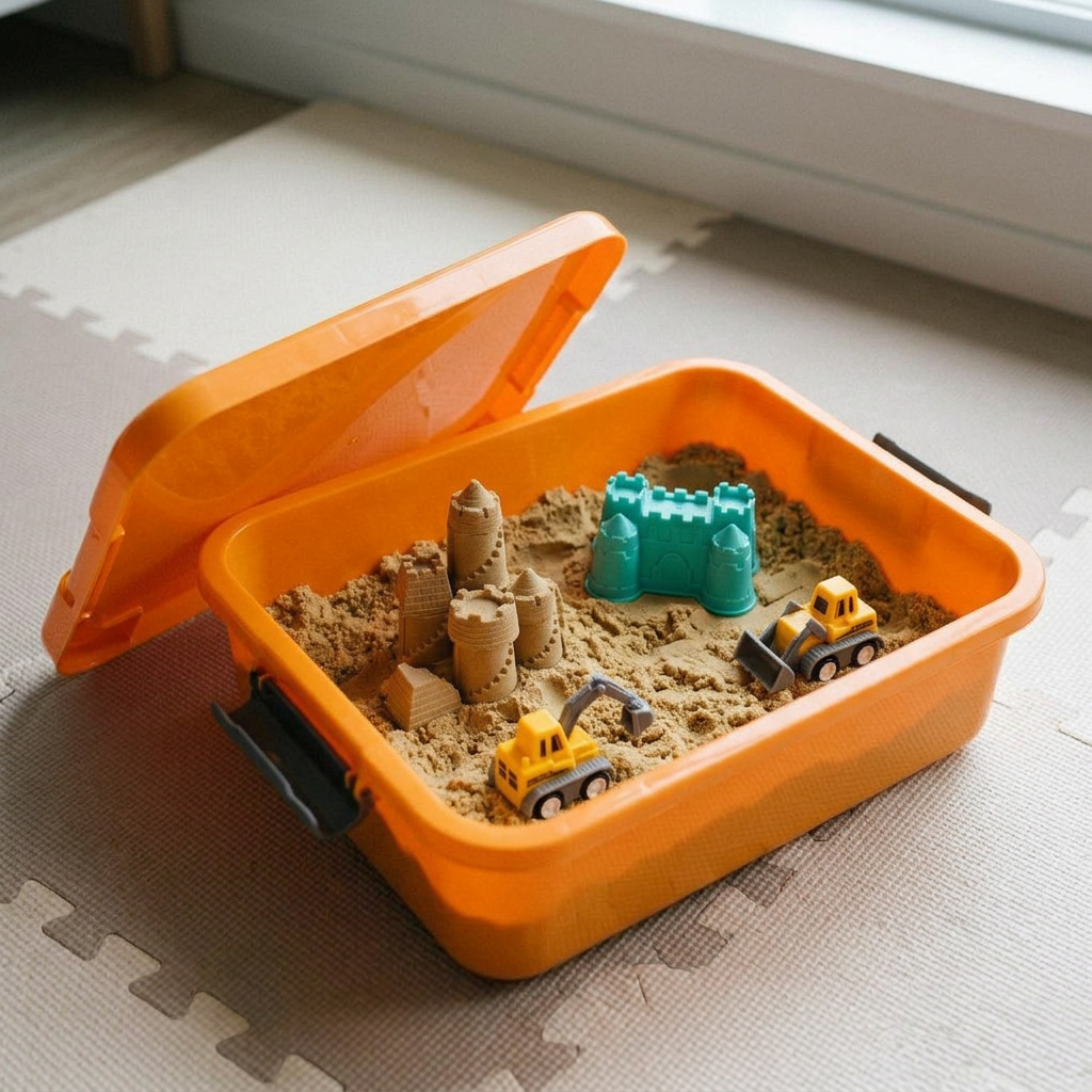 construction sensory bin
