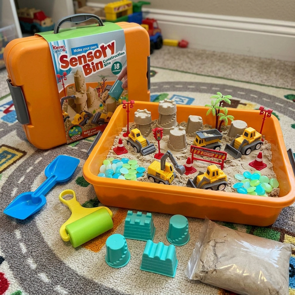 construction sensory bin