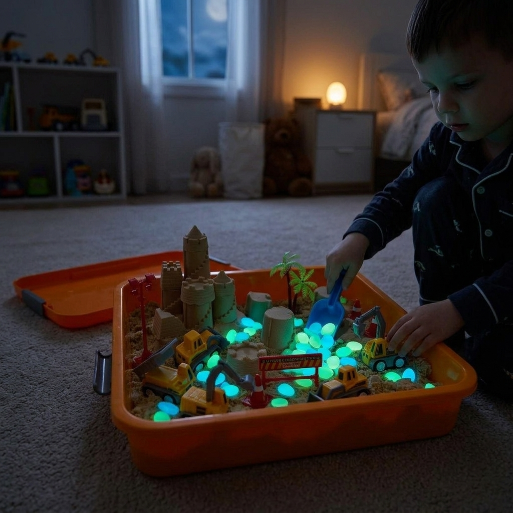 construction sensory bin