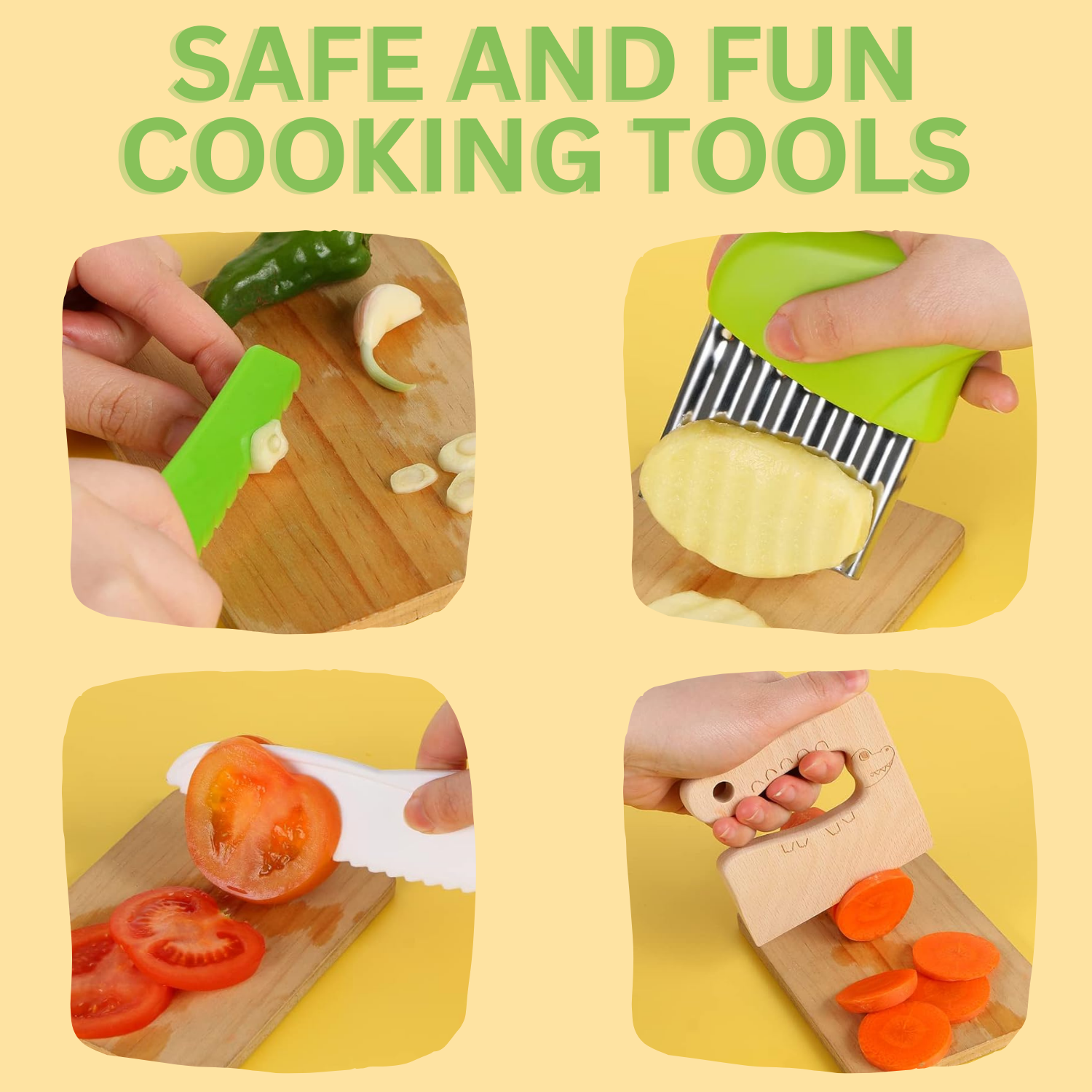 Ensiven Kid Safe Kitchen Set,Children-Safe Kitchen Set,Ensiven Kitchen Set,Montessori Kitchen Tools for Toddlers 1-3,Kid Safe Knife Set for Real